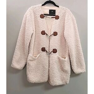 7 For All Mankind Toggle Front Sherpa Jacket Women Small Knee Length Cozy Cabin